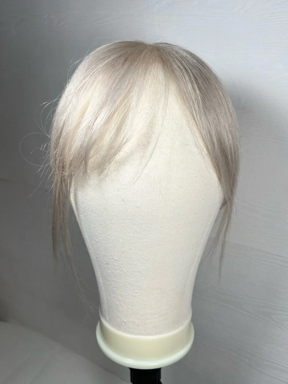 White Blonde Human Hair Ultra Thin 10 Inch Hair Topper with Bangs